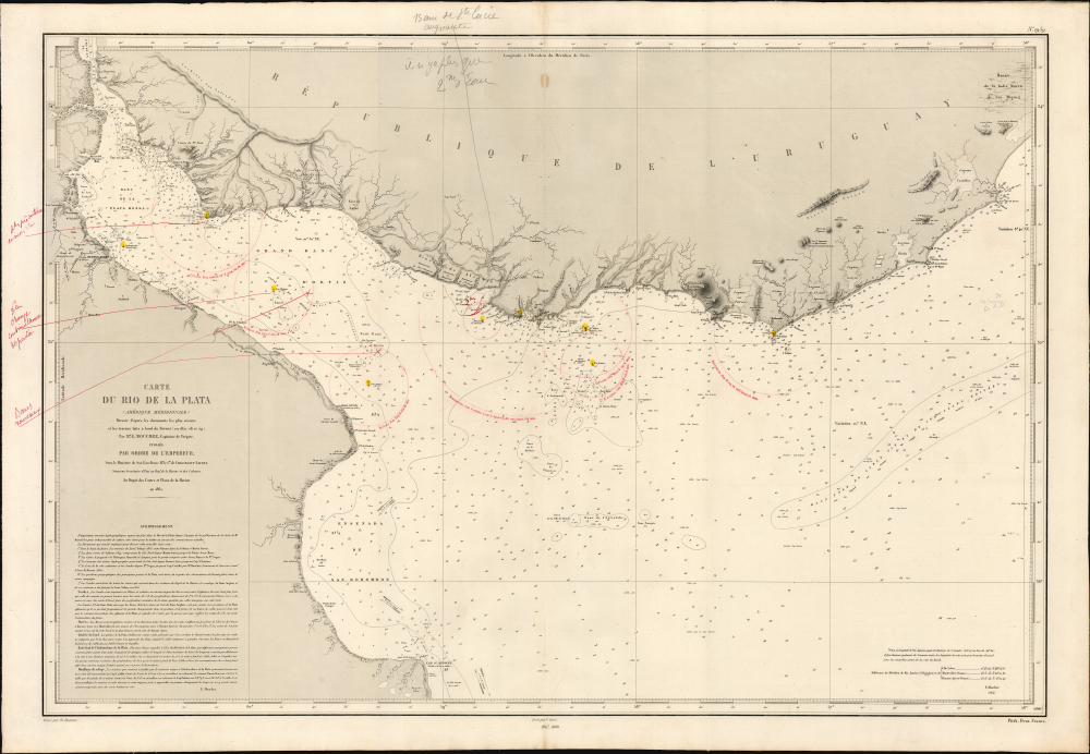 1862 - 1868 Mouchez Chart of the Rio de la Plata