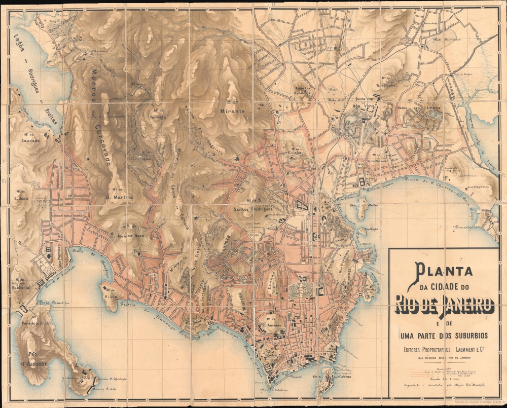 1891 Maschek / Laemmert City Map of Rio de Janeiro, Brazil