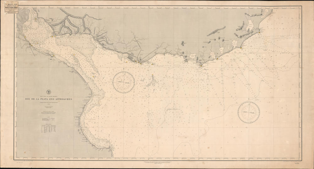 1888 U.S. Navy Nautical Map of the Rio de la Plata