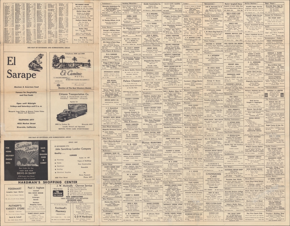 Street Map of Riverside California and Vicinity / 1953 Map of Riverside and Surrounding Areas. - Alternate View 1