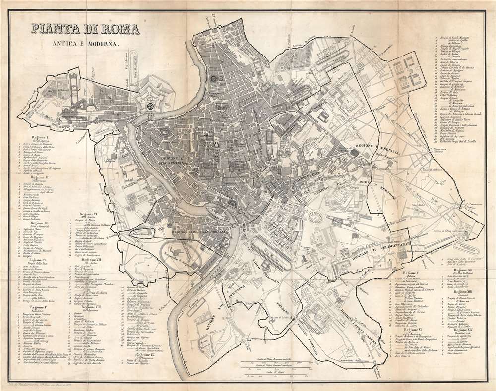 1823 Vandermeren City Map or Plan of Rome, Italy