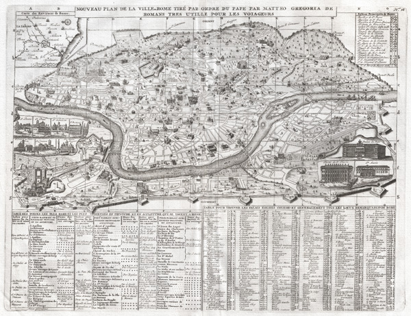 Nouveau Plan dela Ville de Rome Tire Par Ordre du Pape Par Matteo Gregoria de Romans Tres utille Pour Les Voiageurs. - Main View