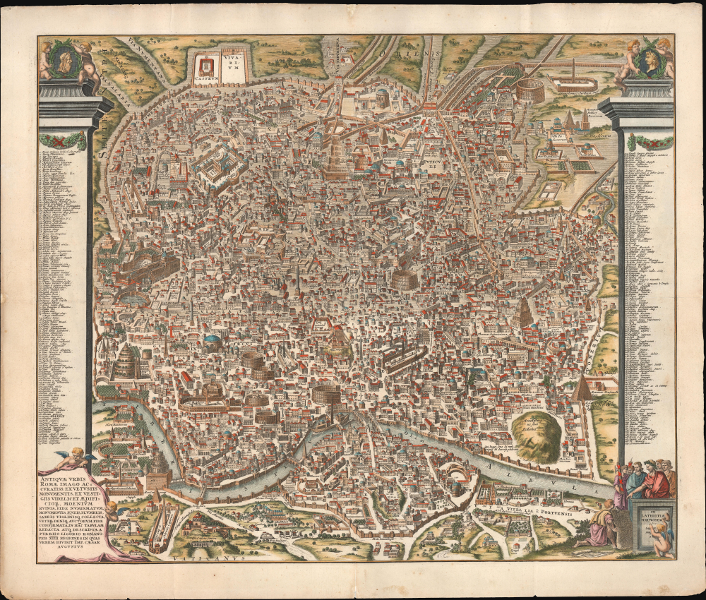 1704 Halma / Ligorio View of Ancient Rome, Italy