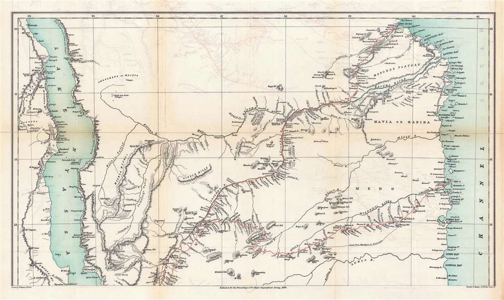 Eastern Africa Between the Rovuma and Zambesi Rivers Illustrating the Surveys of Mr. J.T. Last Leader of the Royal Geographical Society's Expedition to the Namuli Peaks 1885 - 6 - 7. - Alternate View 2