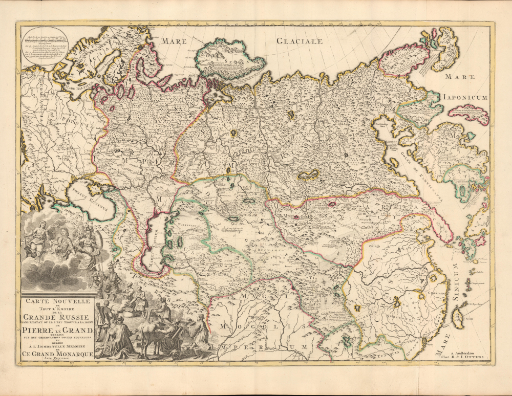 1730 Ottens Edition of Strahlenberg's First (Stolen) Map of Russia