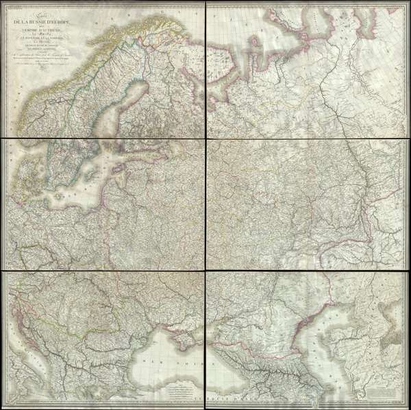 Carte de la Russie d'Europe, avec l'Empire d'Autriche, la Suede, le Danemark et la Norwege, la Prusse, le Grand Duche de Varsovie, les provinces Illyriennes, et une partie de la Confederation du Rhin et de la Turquie d'Europe. - Main View