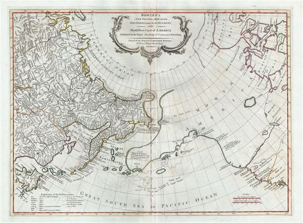 Bowles's New Pocket Map of the Discoveries made by the Russians on the North West Coast of America Published by the Royal Academy of Sciences at Petersburg. - Main View