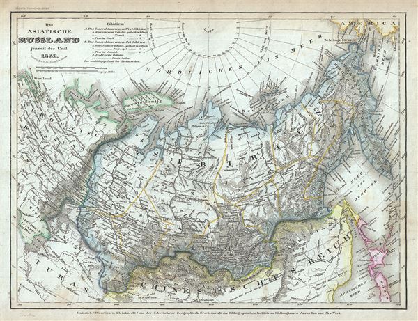 1852 Meyer Map of Russia in Asia or Siberia