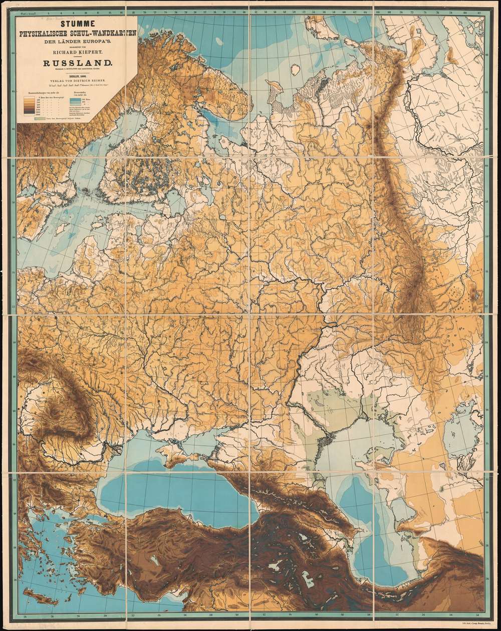 Stumme Physikalische Schul-Wandkarten der Länder Europas. Russland. - Main View