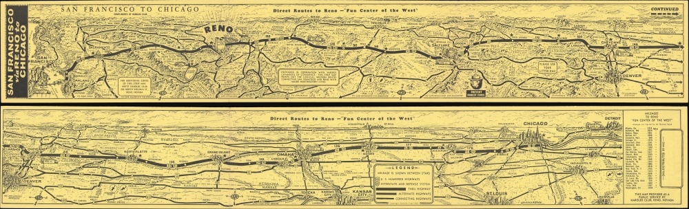 1961 Eddy Pictorial Strip Map, San Francisco to Chicago