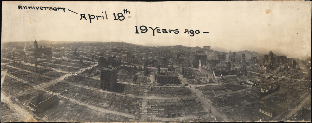 1906 Lawrence Panoramic Photograph of San Francisco, Earthquake and Fire Ruins