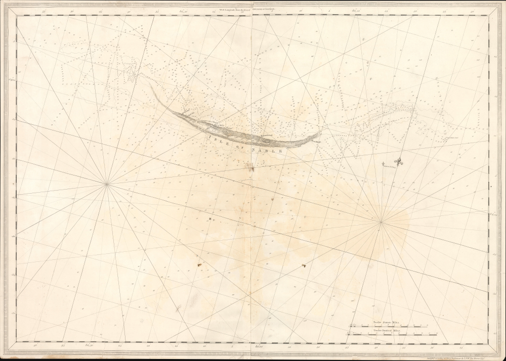 1776 Des Barres Map / Chart of Sable Island (Graveyard of the Atlantic)