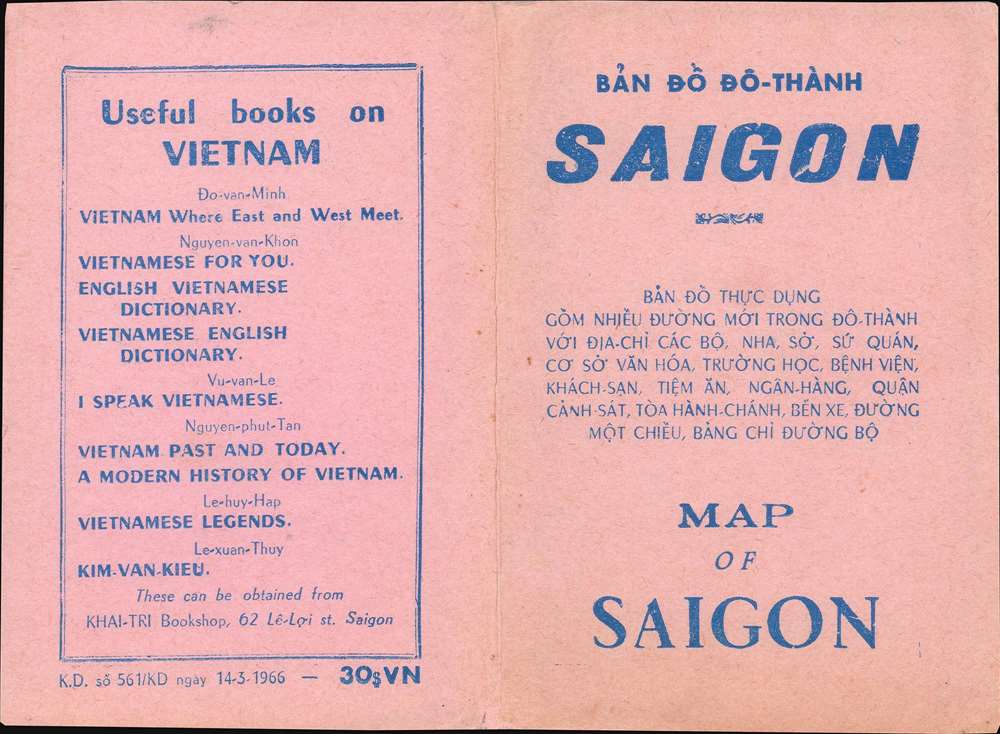 Bản Đồ Đô Thành Saigon. [Map of the City of Saigon]. - Alternate View 2