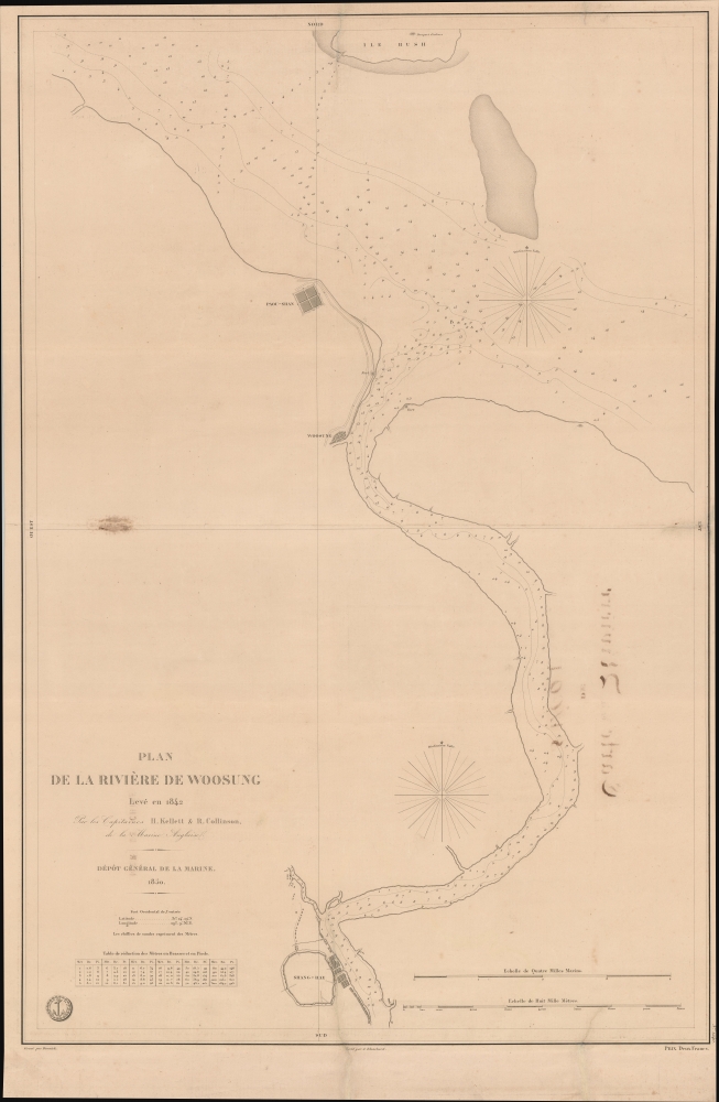 Carte de la Rivière de Saigon (Cochinchine). / Plan du Band de Corail (rivière de Saigon). / Plan de al Rivière de Woosung Levé en 1842 Par les Capitaines H. Kellet and R. Collinson, de la Marine Anglaise. - Alternate View 3