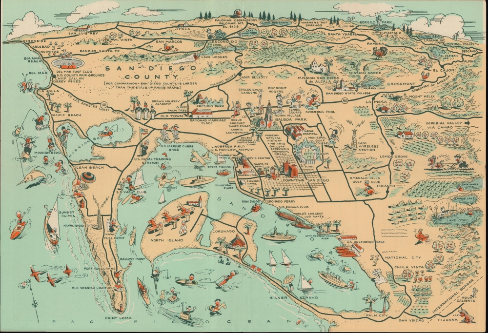 Map of San Diego California City and County. - Main View