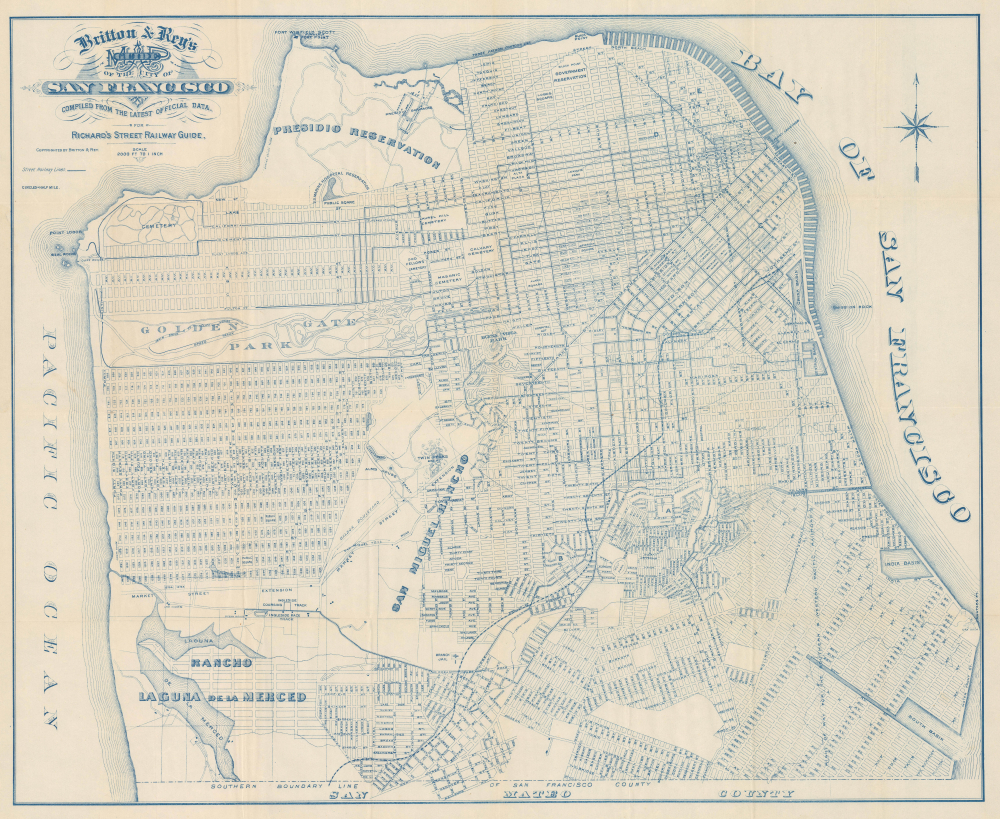 1894 Britton and Rey Map of San Francisco, California