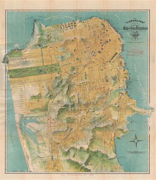 The 'Chevalier' Commercial Pictorial and Tourist Map of San Francisco. - Main View