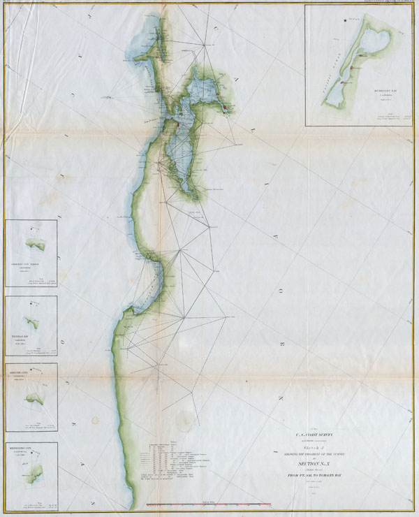 Sketch J Showing the Progress of the Survey in Section No. X (middle sheet) From pt. Sal to Tomales Bay. - Main View