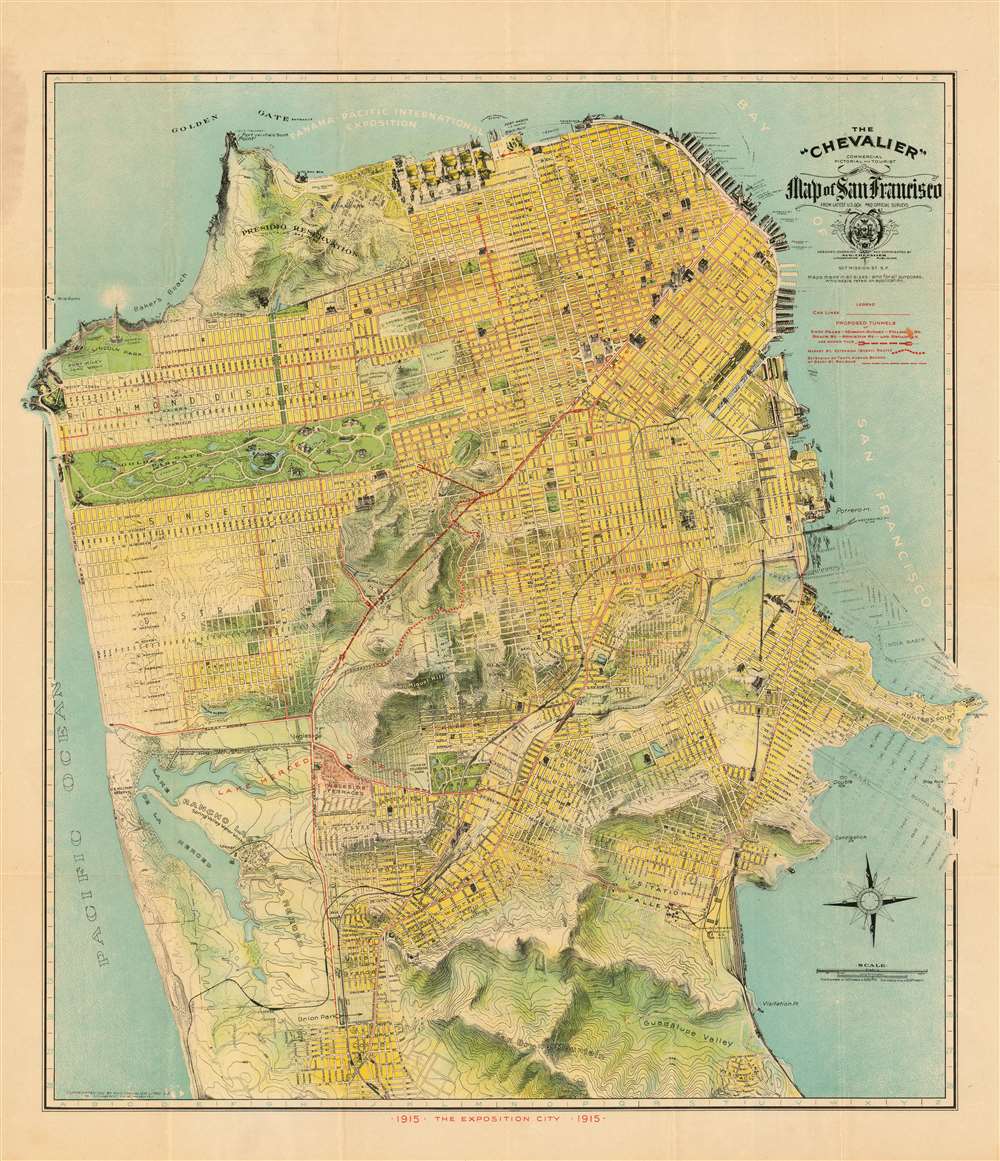 The 'Chevalier' Commercial Pictorial and Tourist Map of San Francisco. - Main View