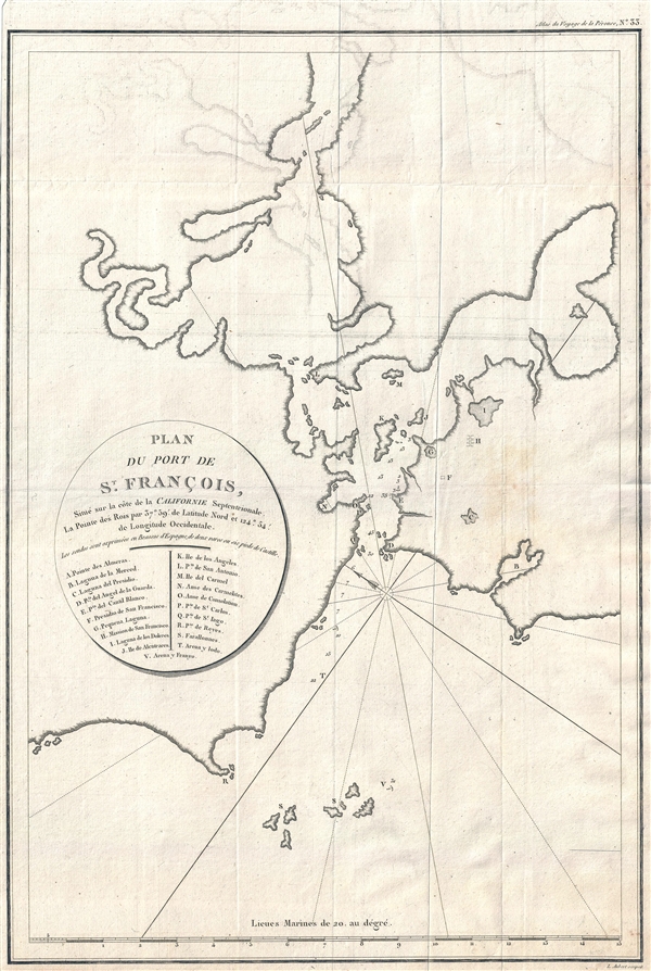 Plan du Port de St. Francois, situe sur la cote de la Californie Septentrionale. La Pointe des Rois par 37°59' de latitude nord et 124°54' de longitude occidentale. - Main View