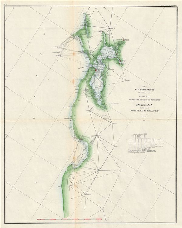 (J bis) Sketch J Showing the Progress of the Survey in Section No. X (middle sheet) From P. Sal to Tomales Bay. - Main View