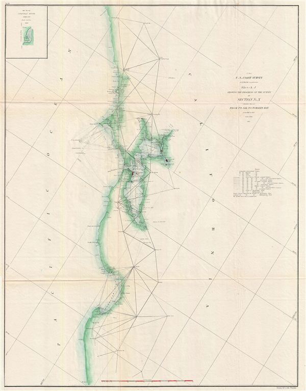 (J bis) Sktech J Showing the Progress of the Survey in Section No. X (Middle Sheet) From Pt. Sal to Tomales Bay from 1850 to 1862. - Main View