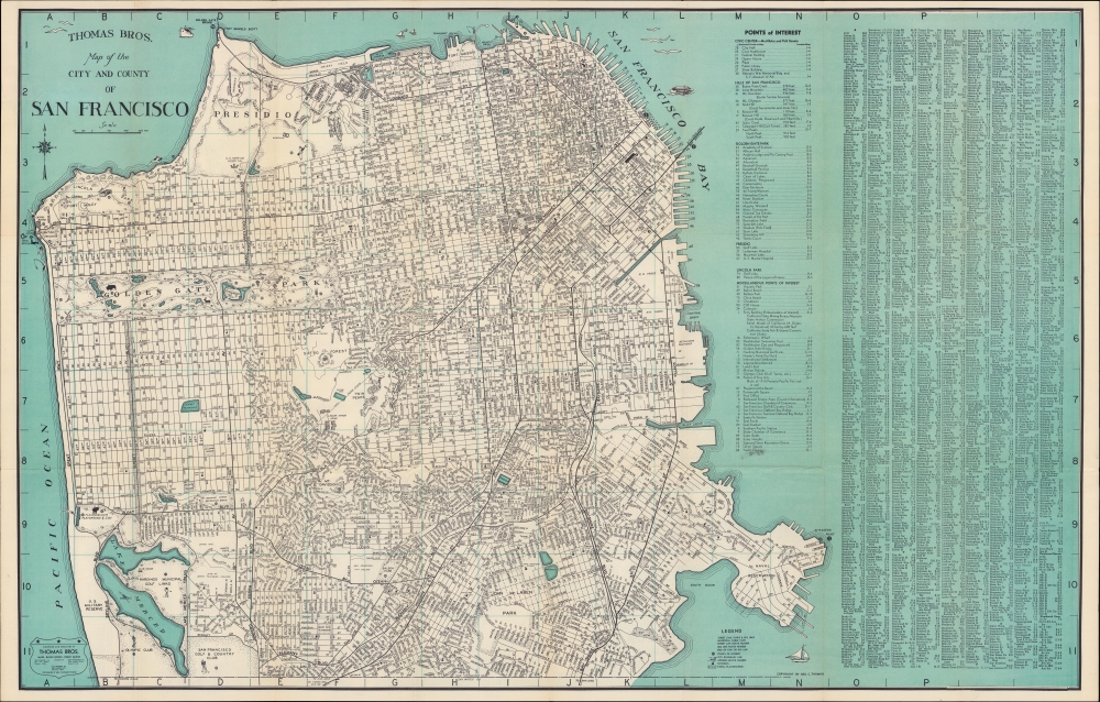 1945 Thomas Bros. Map of San Francisco, Berkeley, and Oakland