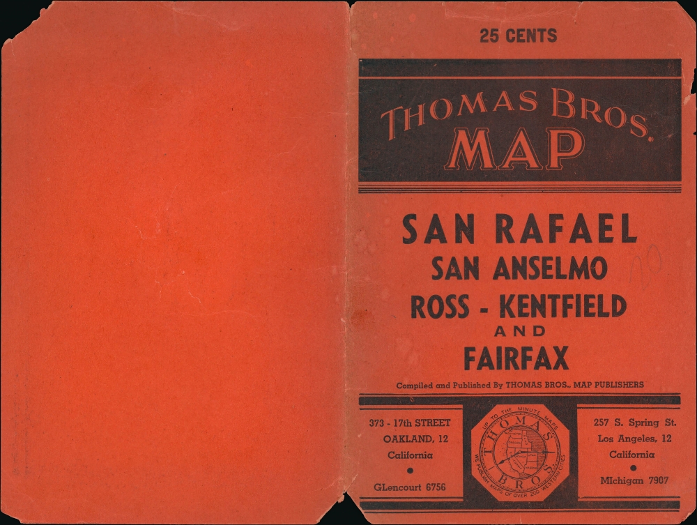 Thomas Bros. Map of San Rafael, San Anselmo, Ross, Kentfield, Fairfax, Larkspur and Corte Madera. - Alternate View 1