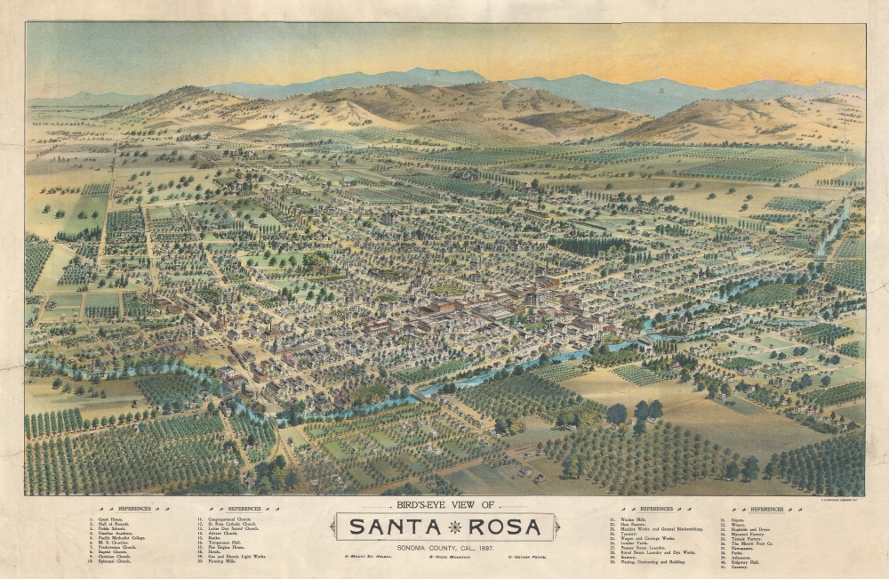 Bird's-Eye View of Santa Rosa Sonoma County, Cal, 1897. - Main View