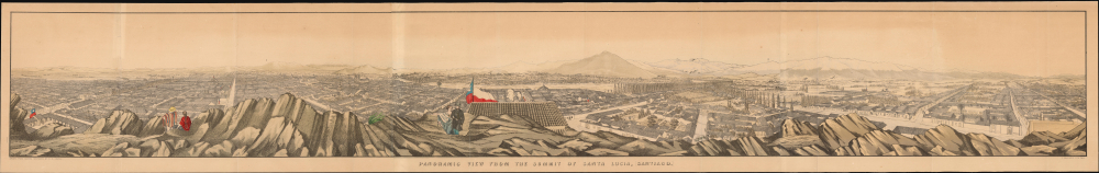 1855 Gilliss Panoramic View of Santiago, Chile From Santa Lucia Hill