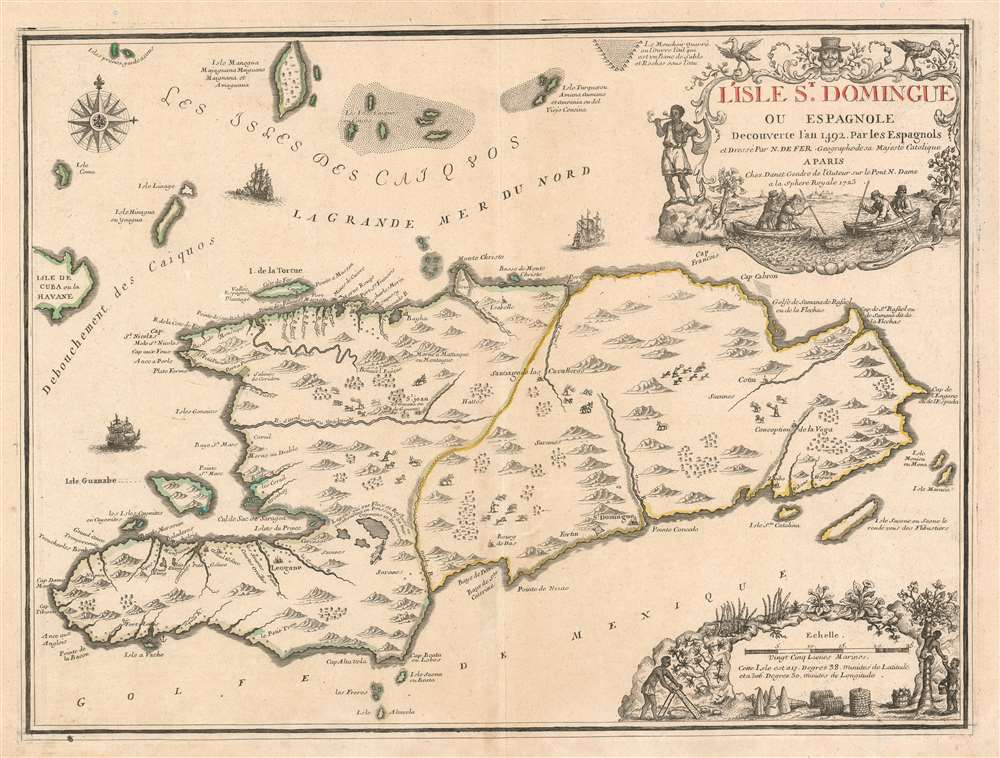 L'Isle St. Domingue ou Espagnole Decouverte l'an 1492 par les Espagnols. - Main View