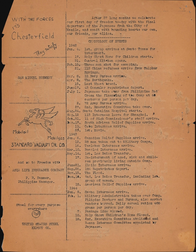 The Liberation Bulletin of Phillipine Internment Camp No: I. At Santo Tomas University. Manila, Philippines. February 3rd., 1945. - Alternate View 2