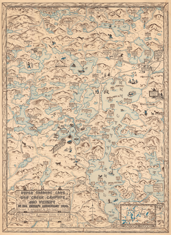 Upper Saranac Lake, Fish Creek Campsite, and Vicinity in N.Y. State's Adirondack Mts. - Main View