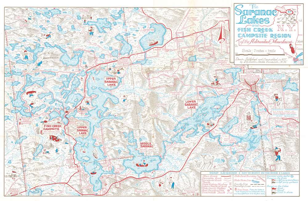 The Saranac Lakes and Fish Creek Campsite Region of the Adirondack Mountains. - Main View