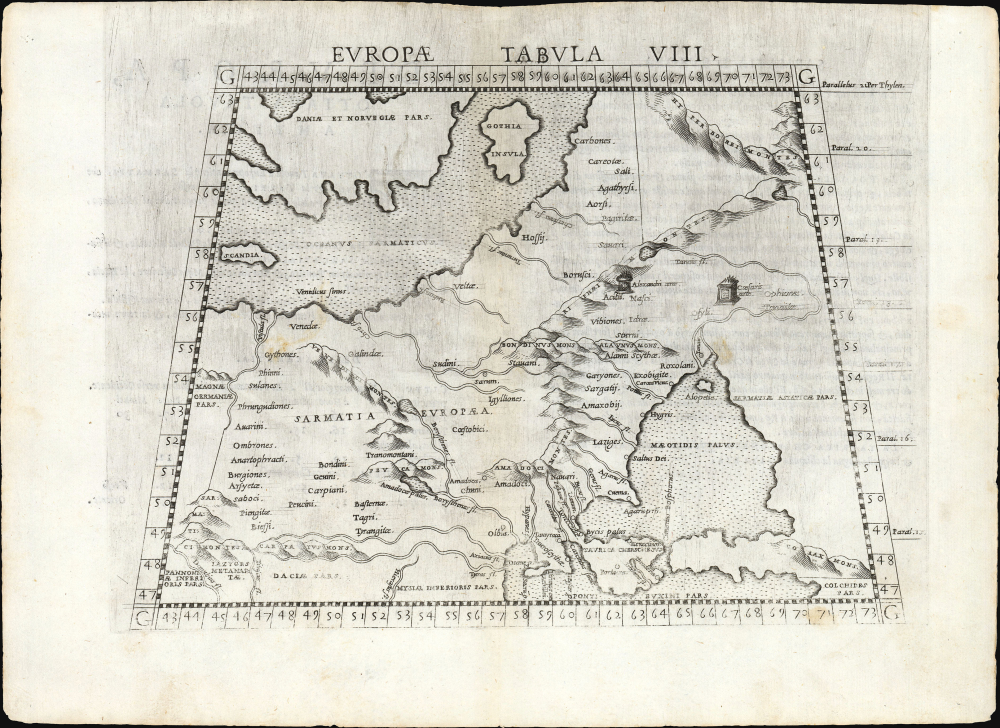 1561 Ruscelli Map of Eastern Europe as it was Known to Ptolemy