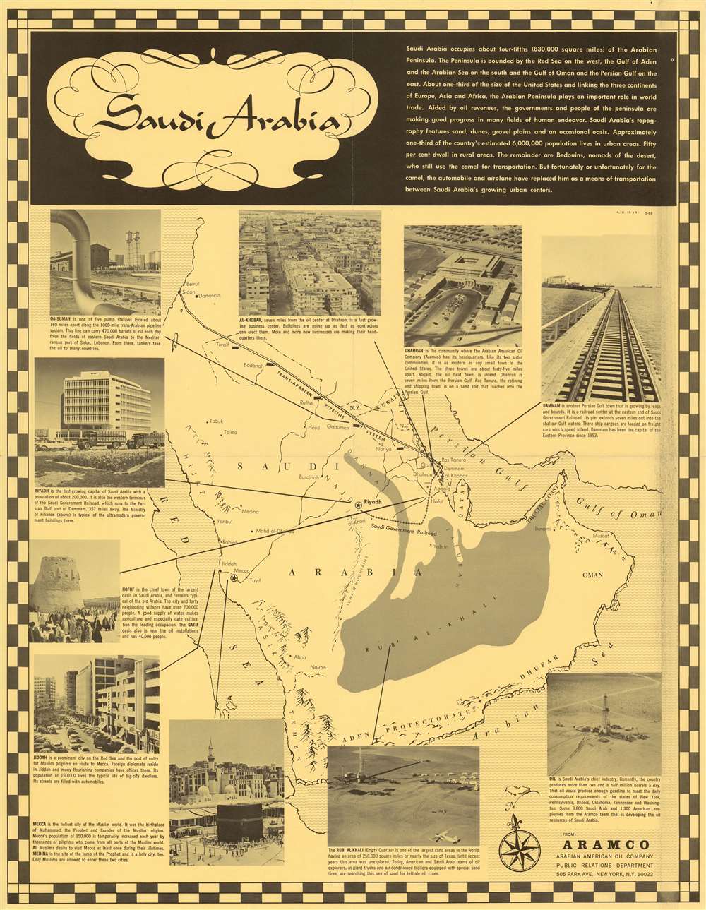 1968 Aramco Map of Saudi Arabia