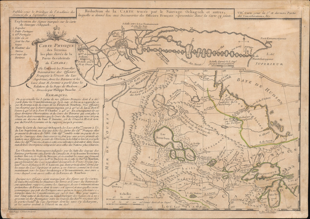1754 Buache / Ochagach Map of Lands West of the Great Lakes (American Indian Cartography)