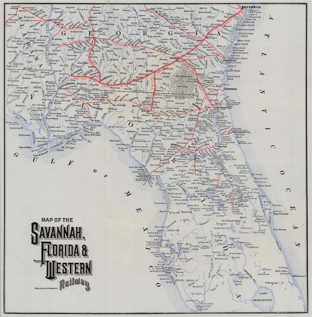 Map of the Savannah, Florida, and Western Railway. - Main View