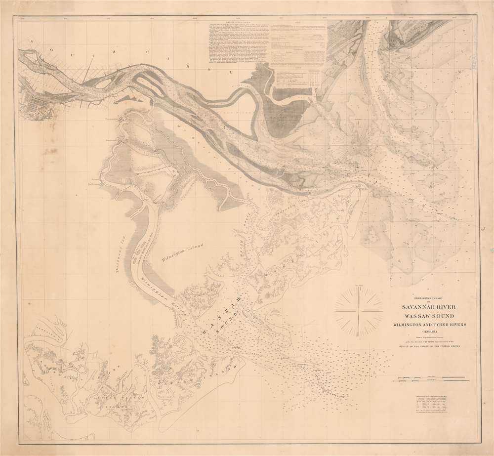 1862 U.S. Coast Survey Map of the Savannah River and Wassaw Sound
