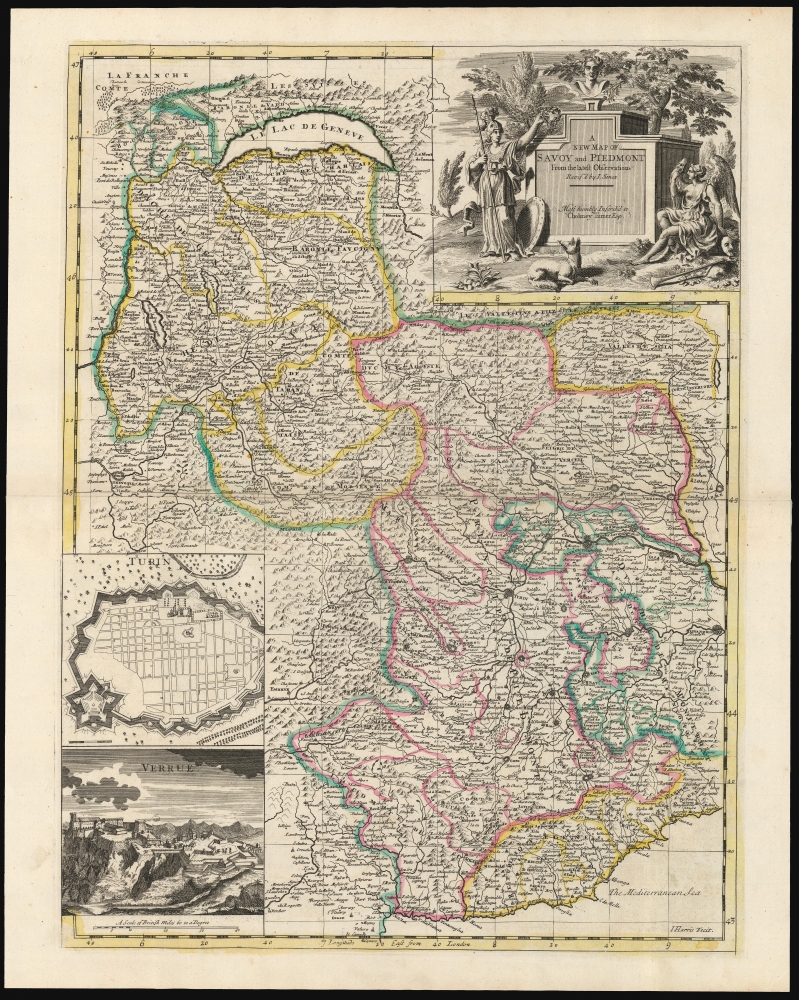 A New Map of Savoy and Piedmont From the latest Observations Revis'd by I. Senex. - Main View