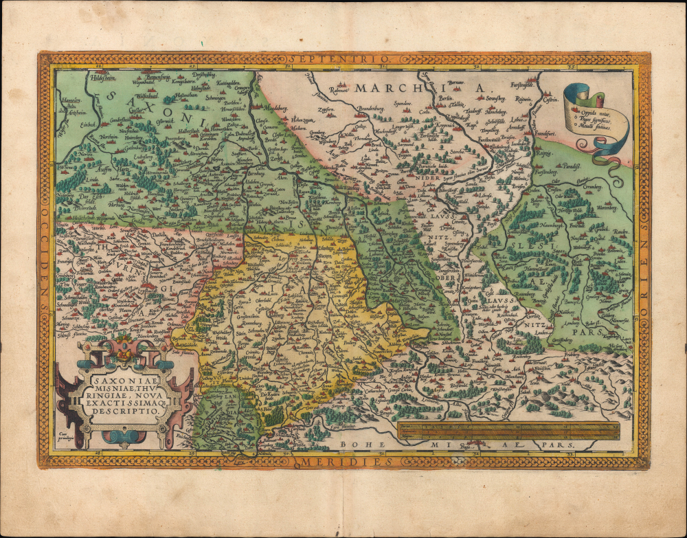 1595 Ortelius Map of Central-Eastern Germany (Saxony, Thuringia, Brandenburg)