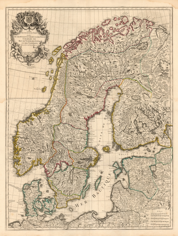 1718 De l'Isle map of Scandinavia and the Swedish Empire