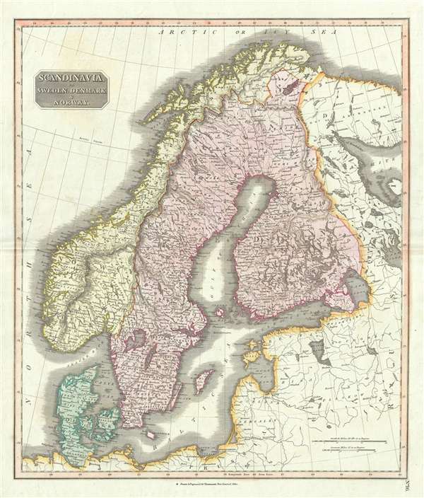 1814 Thomson Map of Scandinavia (Denmark, Norway, Sweden)