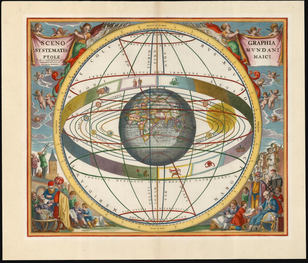 1708 Cellarius / Valk and Schenk Celestial Map of the Geocentric Solar System
