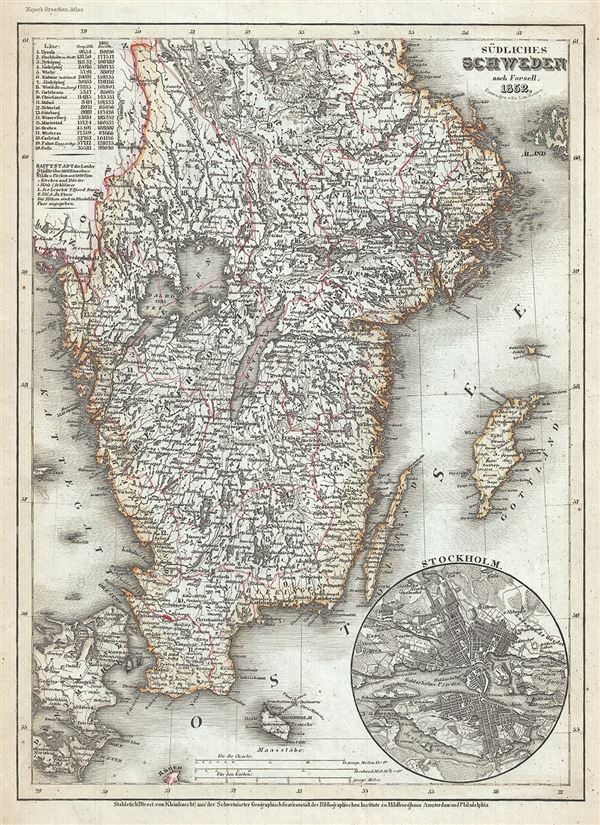 1852 Meyer Map of Sweden