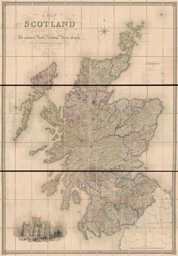 A Map of Scotland Divided Into Counties Shewing The Principal Roads, Railways, Rivers, Canals, Lochs, Mountains, Islands, etc. On A Scale Of Five Miles To An Inch. - Main View