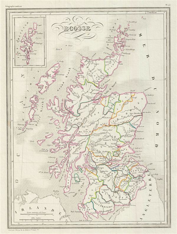 1843 Malte-Brun Map of Scotland