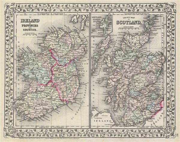 Ireland in Provinces and Counties. County map of Scotland. - Main View
