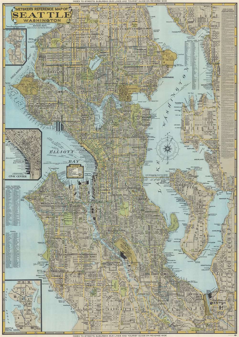 Metsker's Reference Map of Seattle Washington. - Main View