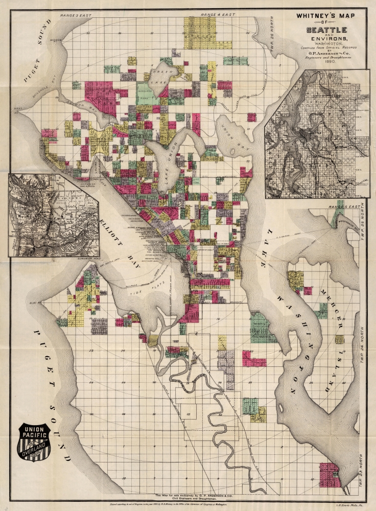 Whitney's Map Of Seattle And Environs, Washington. - Main View